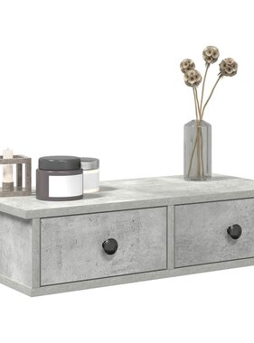 VidaXL Wandschap met lades 60x28x15 cm bewerkt hout betongrijs