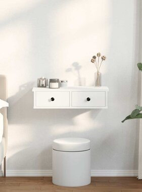 VidaXL Wandschap met lades 60x28x15 cm bewerkt hout wit