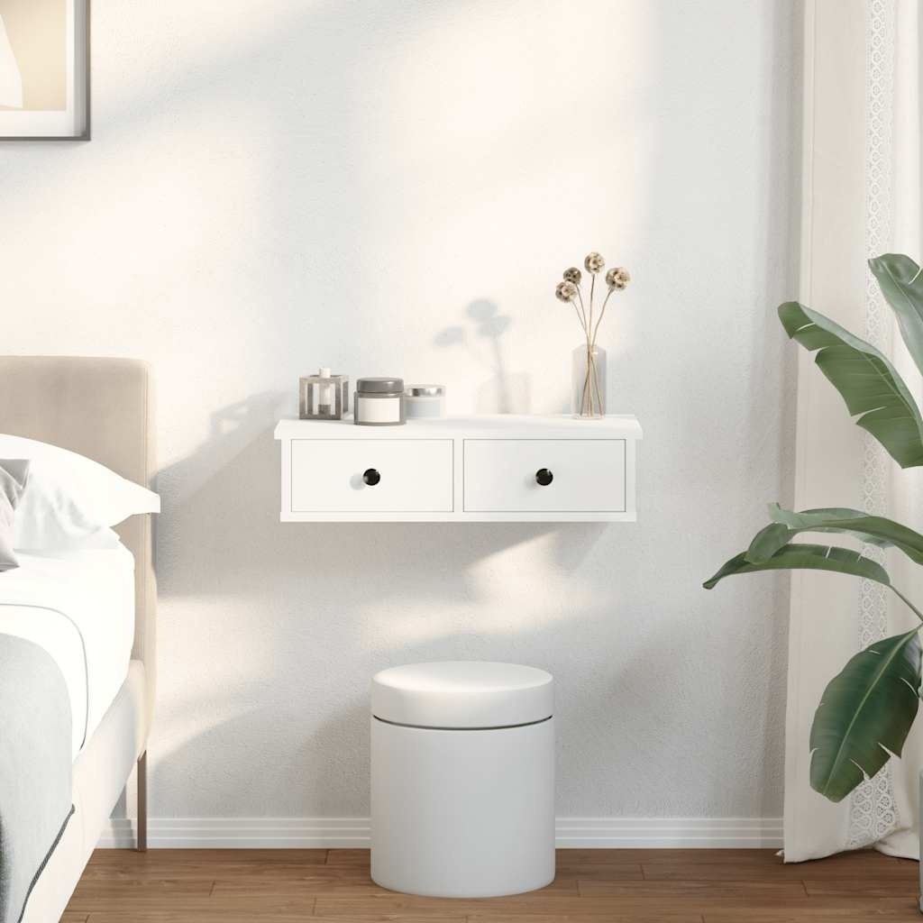 VidaXL Wandschap met lades 60x28x15 cm bewerkt hout wit