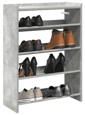 VidaXL Schoenenrek 60x25x81 cm bewerkt hout betongrijs