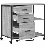 VidaXL Kantoor kast met wiel Grijs sonoma 76 x 41 x 72 cm Bewerkt hout
