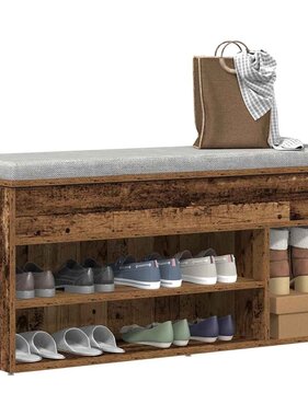 VidaXL Schoenenbank 102x30,5x45 cm bewerkt hout oud houtkleurig