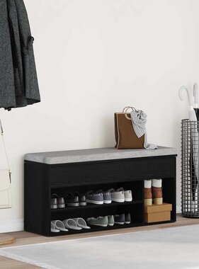 VidaXL Schoenenbank 102x30,5x45 cm spaanplaat zwart eikenkleurig