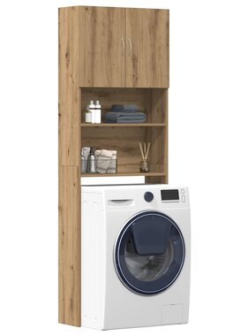 VidaXL Wasmachinekast 64x24x190 cm bewerkt hout artisanaal eikenkleur