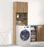 VidaXL Wasmachinekast 64x24x190 cm bewerkt hout artisanaal eikenkleur