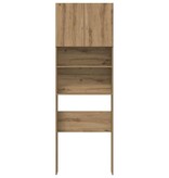 VidaXL Wasmachinekast 64x24x190 cm bewerkt hout artisanaal eikenkleur