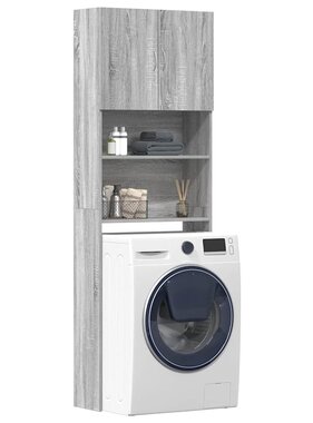 VidaXL Wasmachinekast 64x24x190 cm bewerkt hout grijs sonoma eikenkl