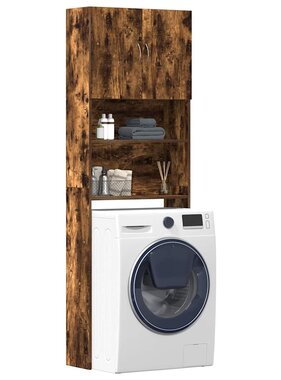 VidaXL Wasmachinekast 64x24x190 cm bewerkt hout gerookt eikenkleurig