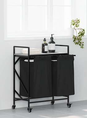 VidaXL Wasmand 2 vakken met planken grijs sonoma eiken