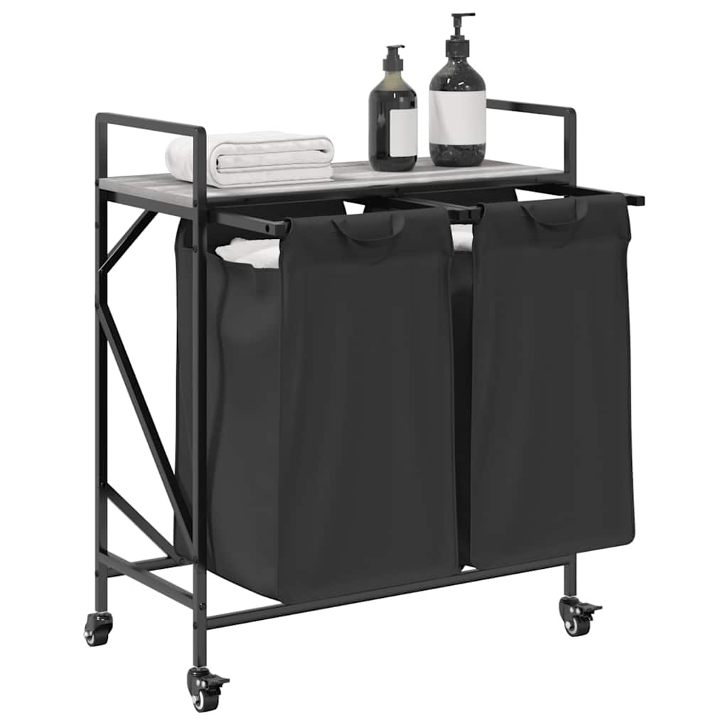 VidaXL Wasmand 2 vakken met planken grijs sonoma eiken