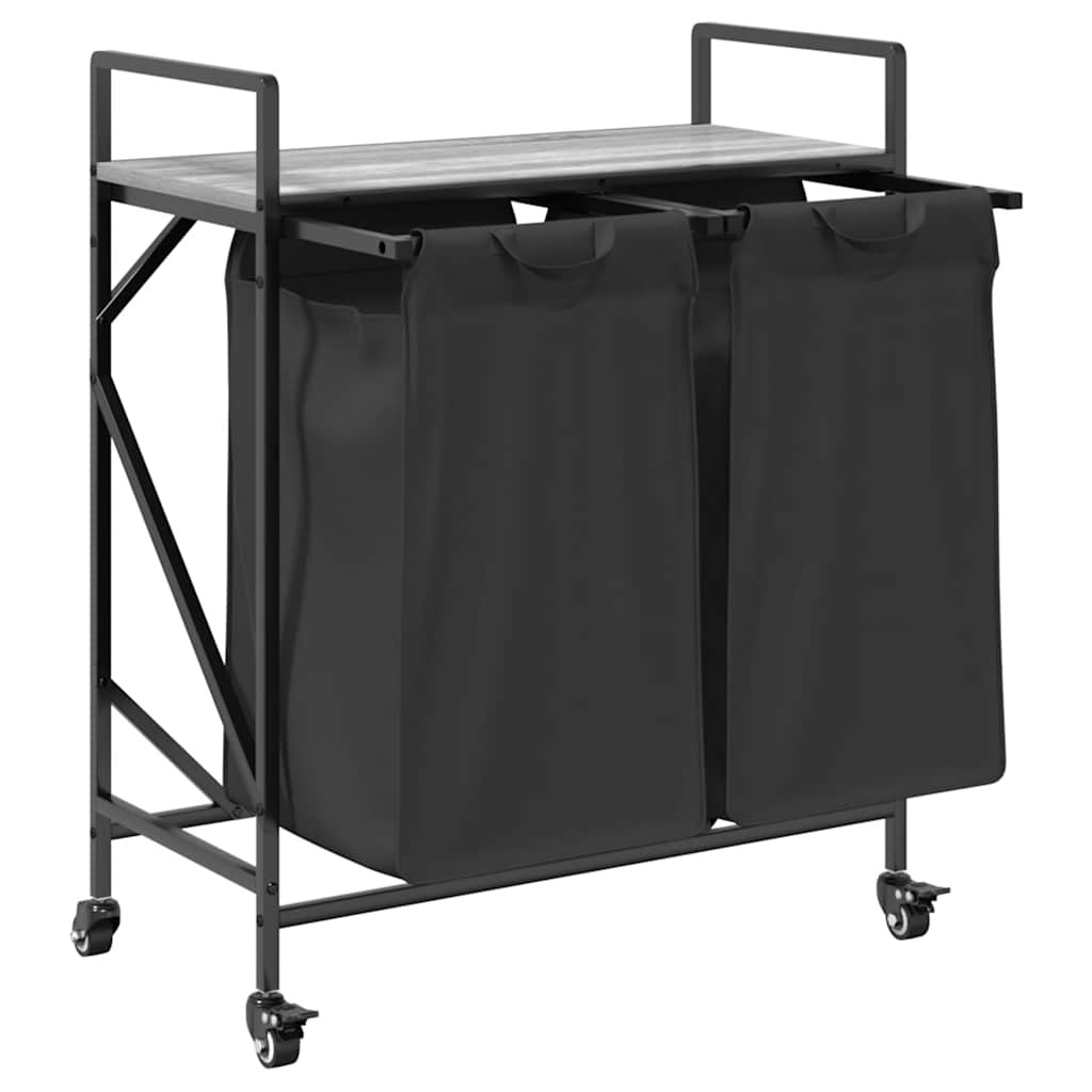 VidaXL Wasmand 2 vakken met planken grijs sonoma eiken