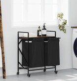 VidaXL Wasmand 2 vakken met planken gerookt eikenkleurig