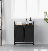 VidaXL Wasmand 2 vakken met planken gerookt eikenkleurig