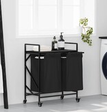 VidaXL Wasmand 2 vakken met planken zwart eikenkleurig