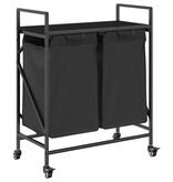 VidaXL Wasmand 2 vakken met planken zwart eikenkleurig