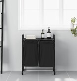 VidaXL Wasmand 2 vakken met planken zwart eikenkleurig