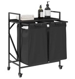 VidaXL Wasmand 2 vakken met planken zwart eikenkleurig