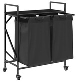 VidaXL Wasmand 2 vakken met planken zwart eikenkleurig