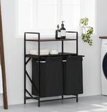 VidaXL Wasmand 2 vakken met planken bruin eikenkleurig