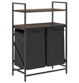 VidaXL Wasmand 2 vakken met planken bruin eikenkleurig