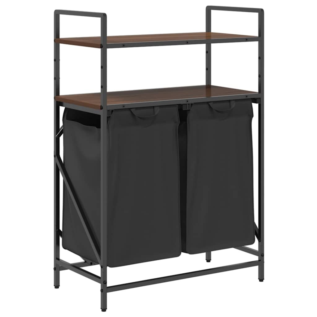 VidaXL Wasmand 2 vakken met planken bruin eikenkleurig