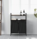 VidaXL Wasmand 2 vakken met planken bruin eikenkleurig