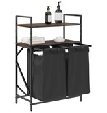 VidaXL Wasmand 2 vakken met planken bruin eikenkleurig