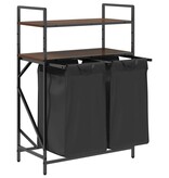 VidaXL Wasmand 2 vakken met planken bruin eikenkleurig