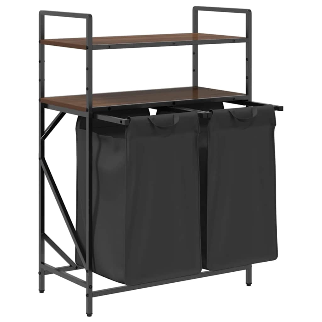 VidaXL Wasmand 2 vakken met planken bruin eikenkleurig