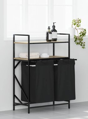 VidaXL Wasmand 2 vakken met planken sonoma eikenkleurig