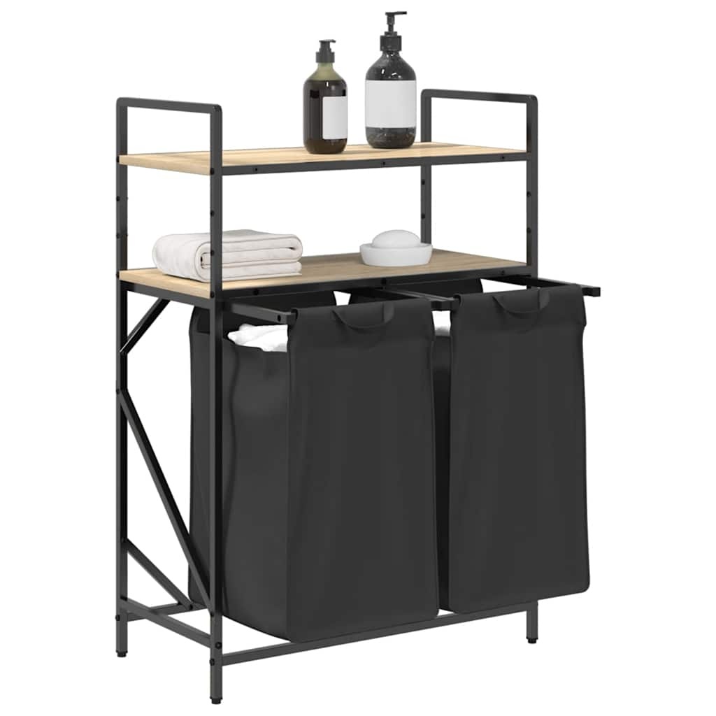 VidaXL Wasmand 2 vakken met planken sonoma eikenkleurig