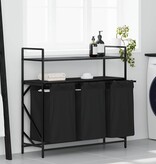 VidaXL Wasmand 3 vakken met planken zwart eikenkleurig