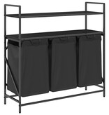 VidaXL Wasmand 3 vakken met planken zwart eikenkleurig