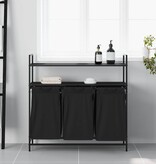 VidaXL Wasmand 3 vakken met planken zwart eikenkleurig