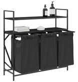 VidaXL Wasmand 3 vakken met planken zwart eikenkleurig