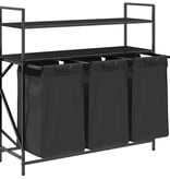 VidaXL Wasmand 3 vakken met planken zwart eikenkleurig