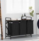 VidaXL Wasmand 3 vakken met plank gerookt eikenkleurig