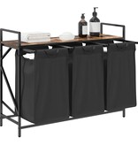 VidaXL Wasmand 3 vakken met plank gerookt eikenkleurig