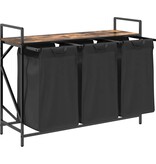 VidaXL Wasmand 3 vakken met plank gerookt eikenkleurig