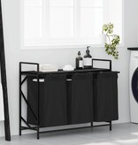 VidaXL Wasmand 3 vakken met plank zwart eikenkleurig