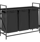 VidaXL Wasmand 3 vakken met plank zwart eikenkleurig