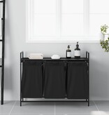 VidaXL Wasmand 3 vakken met plank zwart eikenkleurig