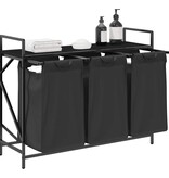 VidaXL Wasmand 3 vakken met plank zwart eikenkleurig