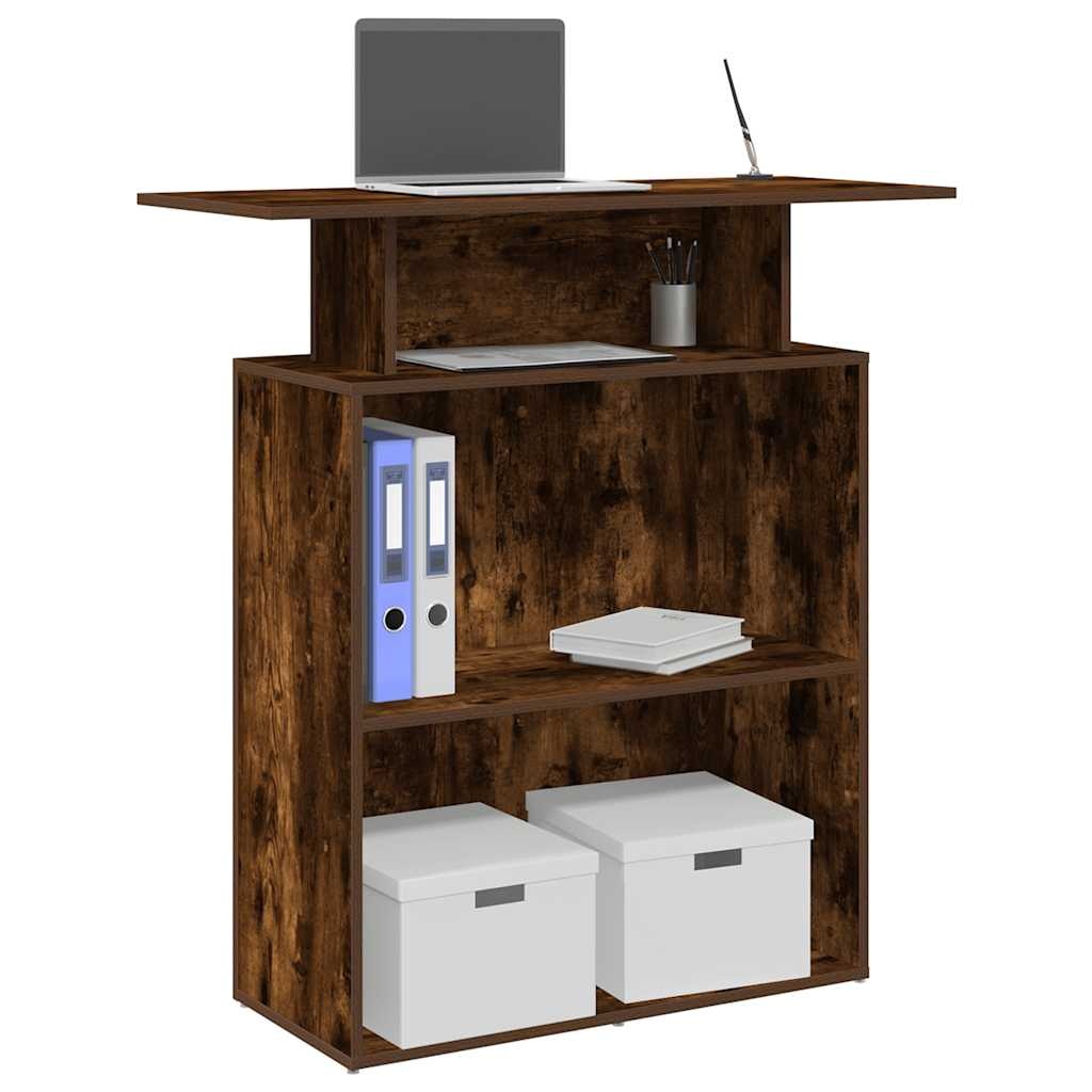 VidaXL Receptiebalie 100x40x104 cm bewerkt hout gerookt eikenkleurig