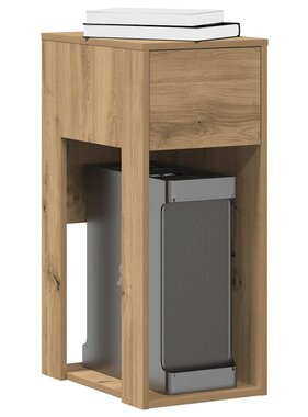 VidaXL Computertorenstandaard met lade 30x44x74 cm artisanaal eiken