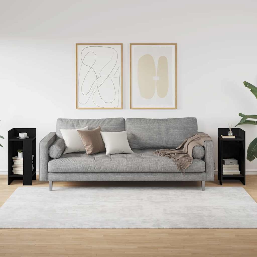 VidaXL Bijzettafels 2 st met plank 25,5x27x60 cm zwart