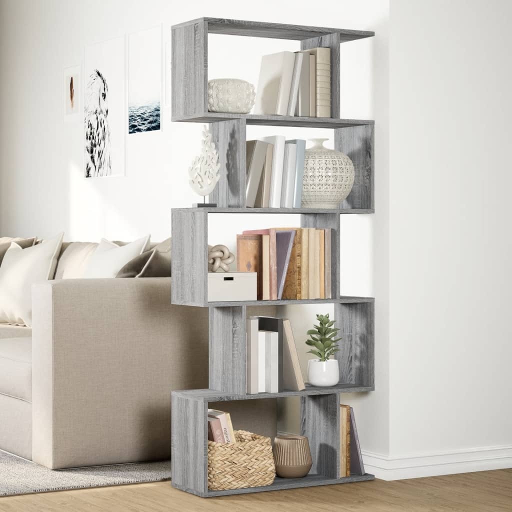 VidaXL Kamerscherm / boekenkast 5-laags 70x24x161 cm hout grijs sonoma