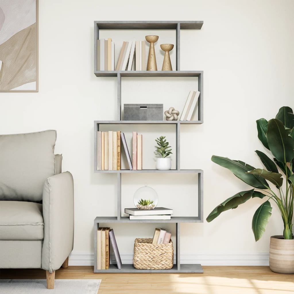 VidaXL Kamerscherm / boekenkast 5-laags 70x24x161 cm hout betongrijs