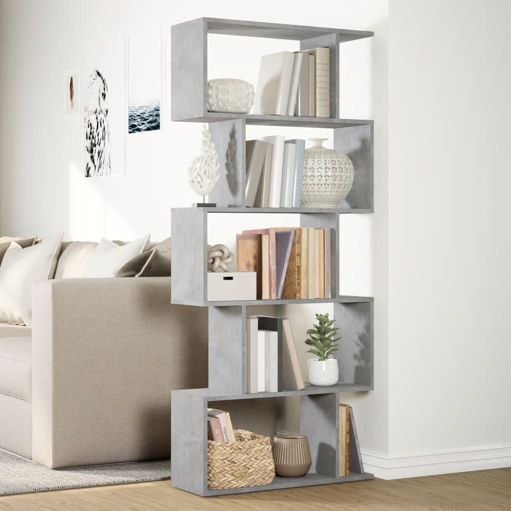VidaXL Kamerscherm / boekenkast 5-laags 70x24x161 cm hout betongrijs