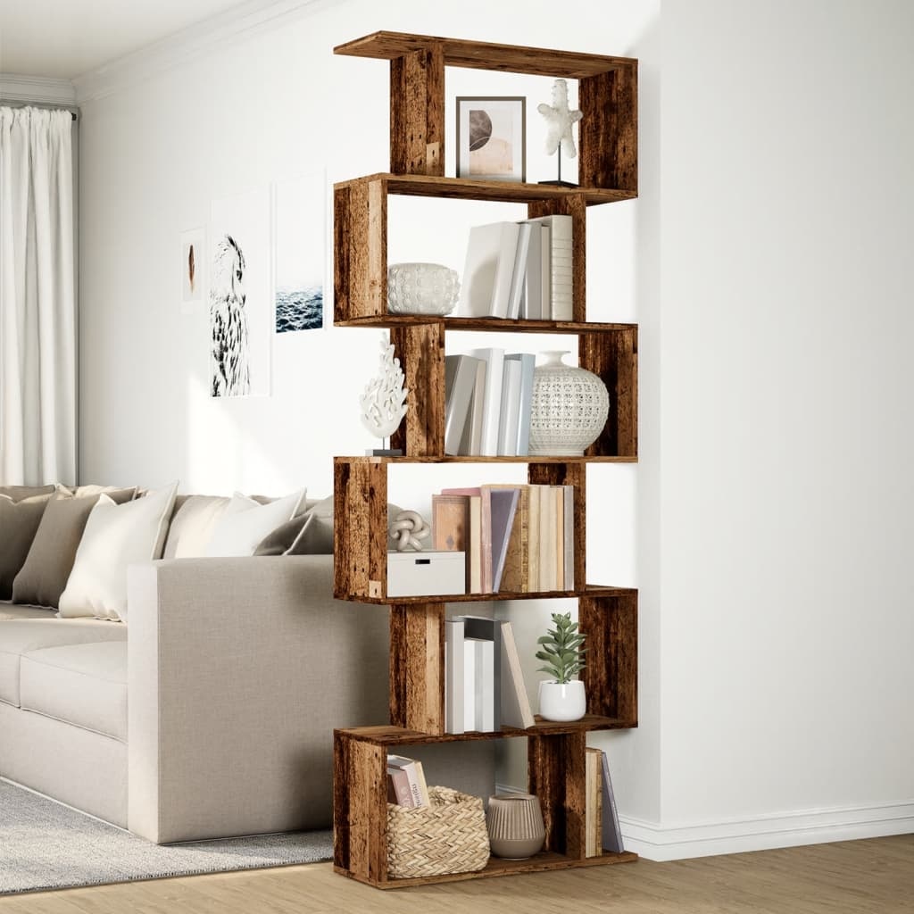 VidaXL Kamerscherm / boekenkast 6-laags 70x24x193 cm hout oud hout